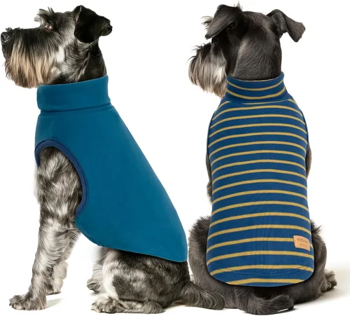 Vista 20 de KYEESE Paquete de 2 suéteres para perro, abrigo para mascotas, cuello alto, ropa elástica para perros, suéteres súper suaves para perros pequeños 1#