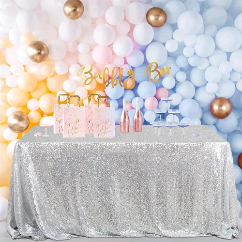 Vista 84 de B-COOL Mantel de lentejuelas con brillo para mesas, color azul bebé, mantel de lentejuelas para decoración de mesas, para bodas, Navidad