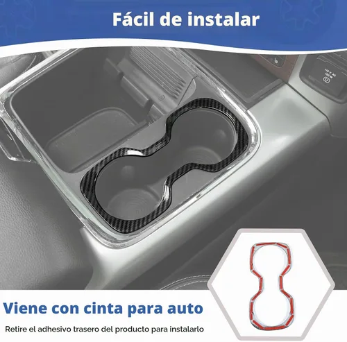 Vista 6 de RT-TCZ para RAM Cubierta de Soporte de Tazas de Consola Central Marco de Cubierta para Dodge RAM 2012-2017 Negro Fibra de Carbono ABS Accesorios