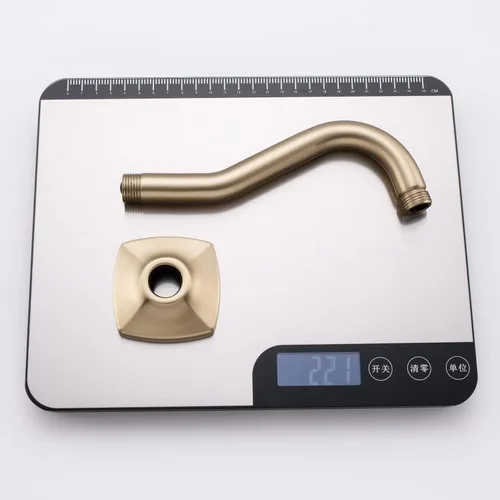 Vista 5 de SWHYGER - Extensión de brazo de ducha en ángulo de 8 pulgadas con brida, repuesto de brazo de regadera curvado de acero inoxidable SWHYGER dorado