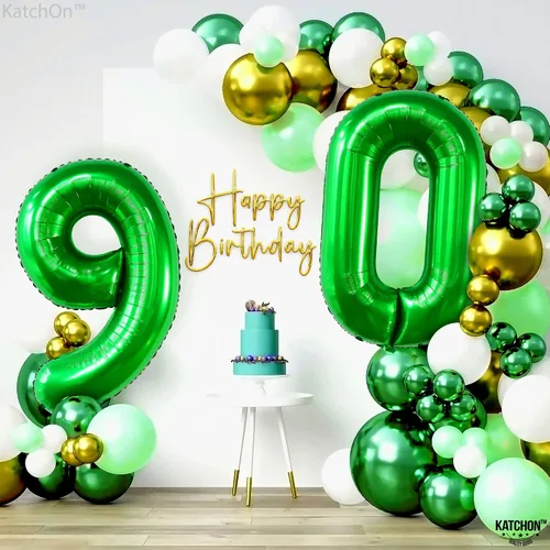 Vista 3 de KatchOn Globo verde oscuro del número 90 de 40 pulgadas