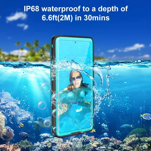Vista 2 de Funda impermeable para Samsung Galaxy S21 Ultra con protector de pantalla, protección de cuerpo completo, resistente, a prueba de golpes, a prueba
