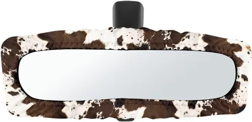 Vista 16 de Funda para espejo retrovisor de automóvil con estampado de vaca negro, protector de espejo retrovisor automático elástico