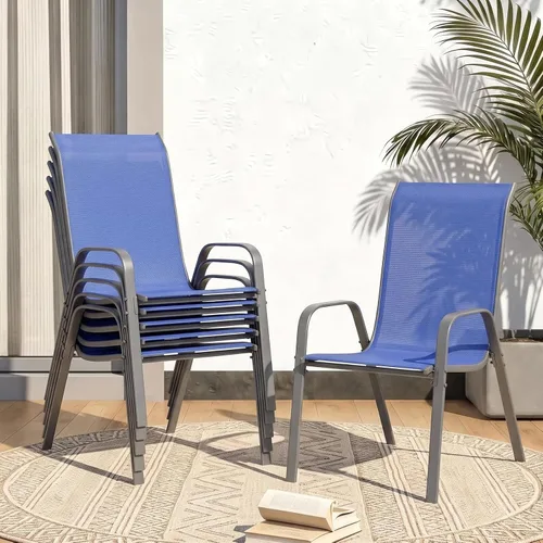 Vista 11 de MAMIZO Sillas de comedor para patio, silla Teslin apilable para todo tipo de clima, juego de sillas transpirables resistentes al aire libre