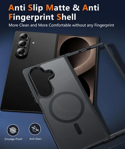 Vista 6 de FNTCASE para Samsung Galaxy Z Fold 7 Estuche Magnético: Funda de Teléfono Celular con Textura Mate Translúcida, Protección contra Caídas de Grado