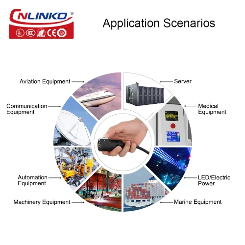 Vista 6 de CNLINKO Conector de enchufe macho y hembra de 2 pines industrial impermeable de alimentación, conector circular de cable M16 10A, conector ciego