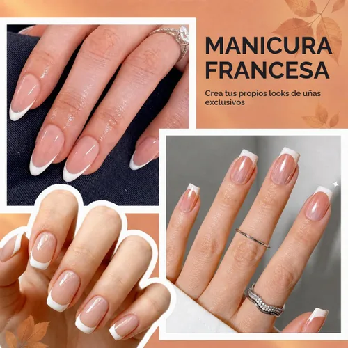 Vista 3 de Modelones Herramienta de punta francesa: 6 piezas de sellos de uñas francesas, kit de manicura francesa adecuado para bricolaje junto con esmalte