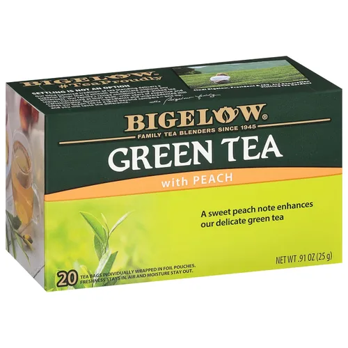 Vista 7 de Bigelow Té verde con melocotón, cajas de 20 unidades (paquete de 6) Té con cafeína con té verde y menta, 120 bolsas de té en total