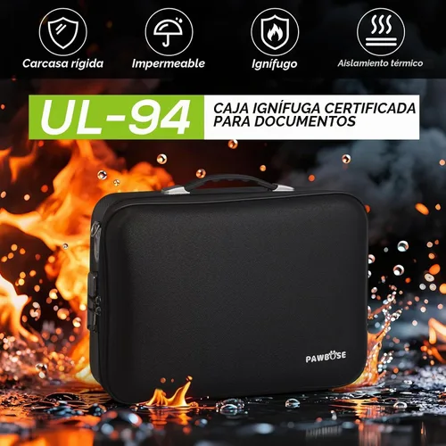 Vista 4 de PAWBOSE Caja de Seguridad para Documentos Ignífuga para el Hogar con Bloqueo de Combinación, Caja Rígida Ignífuga y Resistente al Agua de 16x12x5