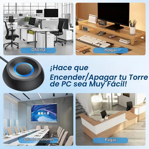Vista 7 de Botón de encendido para PC, interruptor de computadora de escritorio remoto, interruptor de encendido/apagado, indicador LED, botón de encendido