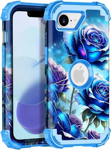Vista 50 de Miqala Funda para iPhone 12, iPhone 12 Pro, que brilla en la oscuridad, tres capas, resistente a los golpes, protección de plástico duro + funda