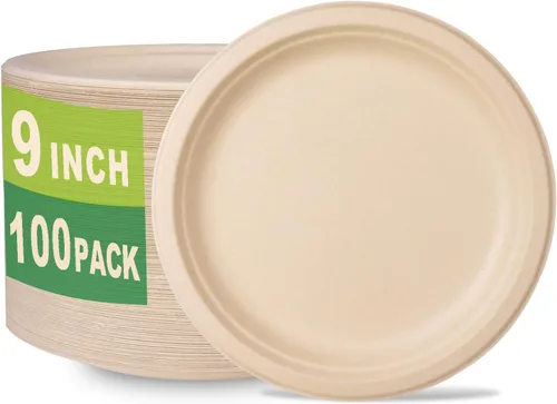 Vista 8 de GreenWorks 100 unidades de platos pequeños compostables de 6 pulgadas para postre, platos de papel de bagazo y fibra de bambú biodegradables y sin