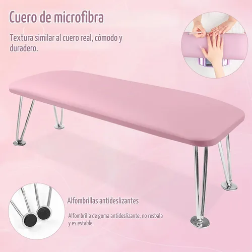 Vista 5 de Reposabrazos para uñas, reposabrazos de cuero de microfibra para uñas acrílicas, mesa de descanso de brazos con cojín de almohada para manicura