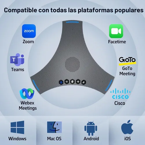 Vista 6 de Altavoz de conferencia y micrófono - Altavoz Bluetooth con cadena de margarita, cancelación de ruido AI, mejora de voz, soporte inalámbrico dong
