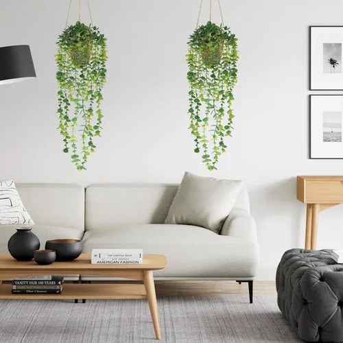 Vista 5 de Nisoger Plantas colgantes artificiales pequeñas plantas falsas en maceta, plantas de imitación para interiores y exteriores, estética, oficina, sala