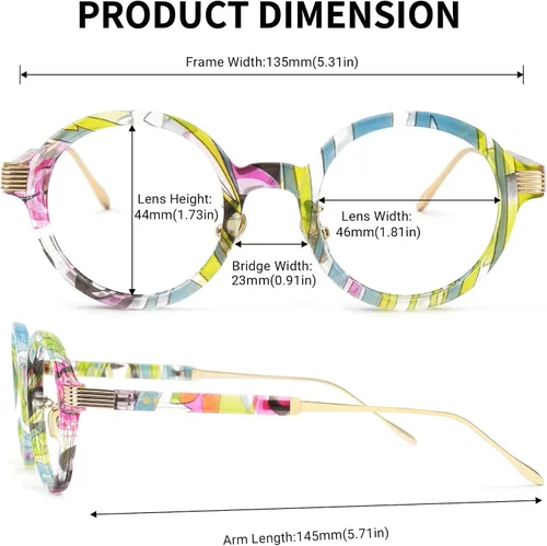 Vista 4 de Zeelool Retro TR90 - Lentes redondos para mujer con lente transparente sin receta Dylan FP0174 verde floral
