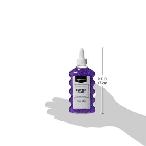 Vista 4 de Amazon Basics Pegamento líquido lavable con purpurina, varios colores (morado, rosa, rojo y azul), 6.0 fl oz, 6 onzas cada uno, 4