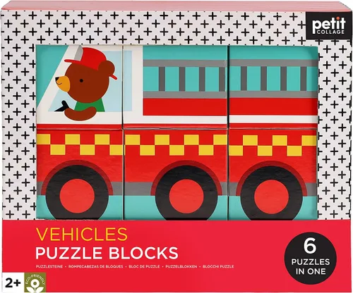 Vista 4 de Petit Collage Vehículos Puzzle Blocks