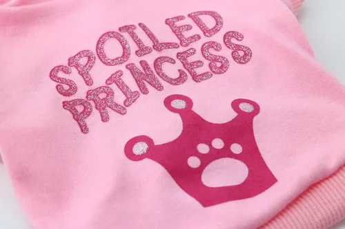 Vista 5 de Camisas rosas para perras, ropa para cachorros, sudadera con capucha para mujer, sudadera con corona de princesa para mascotas, camiseta para perros