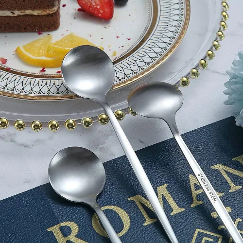 Vista 5 de Matt Silver - 6 cucharaditas de té de acero inoxidable para el hogar, cocina o restaurante, aptas para lavavajillas