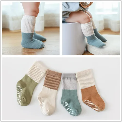 Vista 2 de Calcetines de algodón para bebés y niñas, calcetines de algodón para recién nacidos, antideslizantes, antideslizantes, para niños pequeños