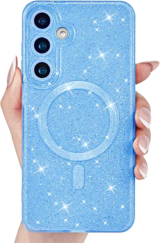 Vista 23 de Svanove Funda magnética con purpurina para Samsung Galaxy S22, compatible con Magsafe Cute, brillante, brillante, estética, dura y brillante
