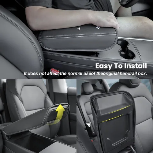 Vista 8 de Funda para consola central central de automóvil compatible con Tesla Model 3/Y 2017-2024, impermeable, almohadilla protectora resistente a