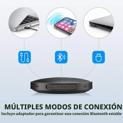 Vista 6 de EMEET Altavoz Bluetooth M2 Negro Altavoz de conferencia para 5-8 personas Conferencia de negocios 360º Recogida de voz 4 AI Micrófono autoadaptable