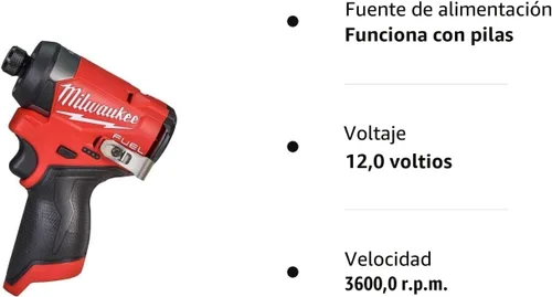 Vista 5 de Milwaukee 3453-20 12V Fuel 1/4" Destornillador de impacto hexagonal inalámbrico (herramienta desnuda)