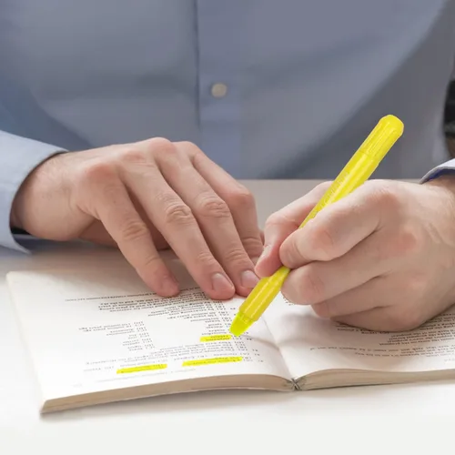 Vista 4 de feela Paquete de 12 marcadores de gel amarillo para la Biblia, marcadores de diario, no se traspasa para resaltar diario, escuela, oficina
