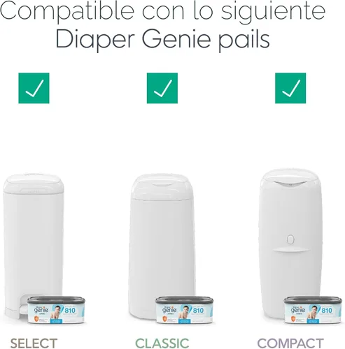 Vista 6 de Diaper Genie Recambio cuadrado jumbo, con película continua, puede contener hasta 810 pañales de tamaño recién nacido por repuesto.