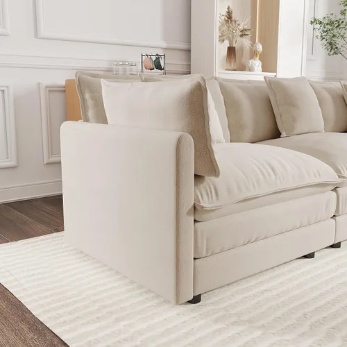 Vista 4 de KEIKI Juego de sofá de 2 piezas con 2 sofás individuales de felpilla de gran tamaño, estilo moderno tapizado de 2 plazas con 2 almohadas, cojines