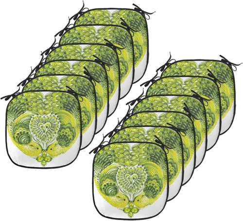 Vista 149 de Lunarable Floral Chair Cushion Pad, Flower Petal with Oriental Detail Culture Design, Seat Padding for Kitchen & Patio with Anti-Slip Backing