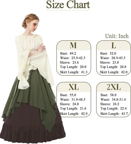 Vista 6 de NSPSTT - Vestido de estilo victoriano para mujer Verde militar y marrón oscuro