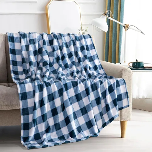 Vista 16 de Elegant Comfort - Manta de vellón muy suave y aterciopelada, con estampado navideño, a cuadros escoceses, de 50 x 60 pulgadas (búfalo negro)