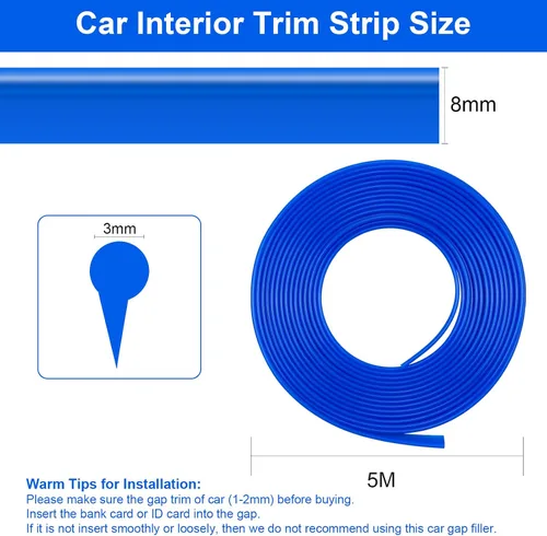 Vista 2 de Tiras decorativas para interior de automóvil, impermeables, ajuste universal y flexibles, tiras para insertar, incluye herramienta de instalación