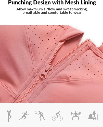 Vista 5 de Yvette Sujetadores deportivos ajustables para mujer, de alto impacto, con cremallera frontal, brasier deportivo sin varillas, talla grande
