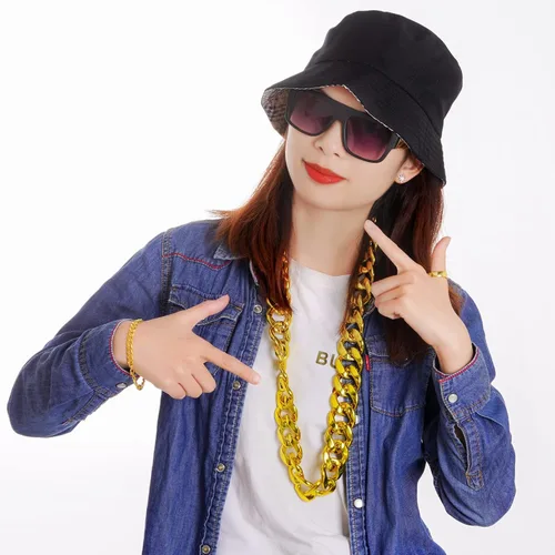 Vista 5 de Hip Hop Jewelry - Disfraz de hip hop de los años 90, accesorios de los años 90, disfraz de freaknik, sombrero de hip hop, gafas de sol, collar