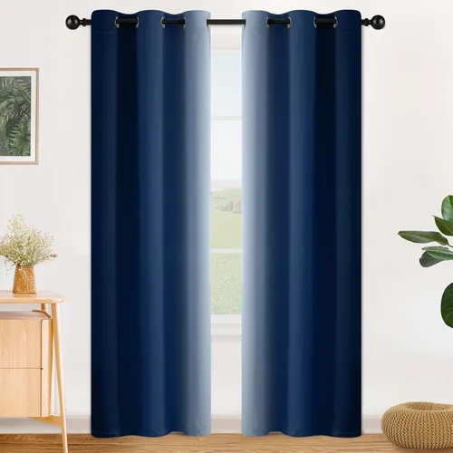 Vista 190 de SimpleHome Cortinas degradadas degradadas para oscurecer la habitación de 36 pulgadas de largo para dormitorio, con ojales y bloqueo de luz Negro