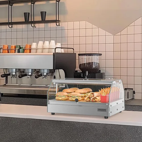 Vista 8 de ROVSUN Calentador de Alimentos Calentador de Pizza para Mostrador, Exhibidor Calentador de Alimentos Calentador de Pretzel con Iluminación LED
