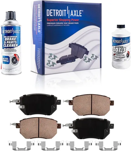 Vista 21 de Detroit Axle - Pastillas de freno para Ford F-150 99-03, 02 Lincoln Blackwood, Pastillas de freno de cerámica delanteras y traseras con repuesto