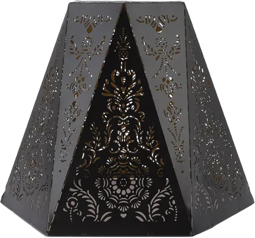 Vista 7 de Akozon Pantalla de lámpara moderna escandinava E27 E26 de hierro forjado hexagonal tallada para dormitorio mesita de noche Deco ion