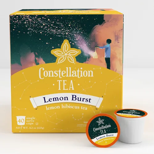 Vista 2 de Constellation Tea Cápsulas de té de hibisco de limón compatibles con cafeteras K Cup incluyendo 2.0, (Lemon Burst) 40