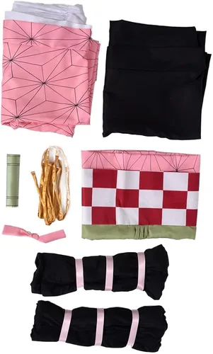 Vista 8 de miccostumes Kimono para mujer y niña, disfraz de cosplay con bambú