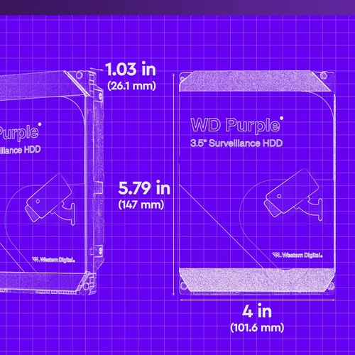 Vista 3 de Western Digital - Disco duro interno de vigilancia WD Purple de 2 TB, SATA 6 Gb/s, caché de 64 MB, 3.5 pulgadas, WD23PURZ
