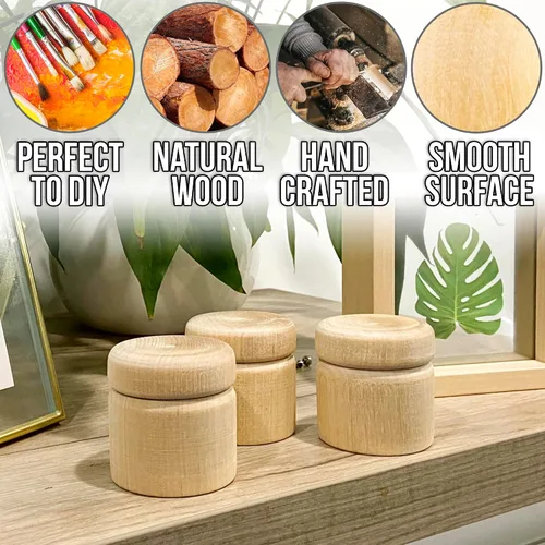 Vista 3 de AEVVV 6 cajas de madera redondas sin terminar de 2 x 2 pulgadas, caja de almacenamiento para anillos de boda de propuesta, caja de madera en blanco