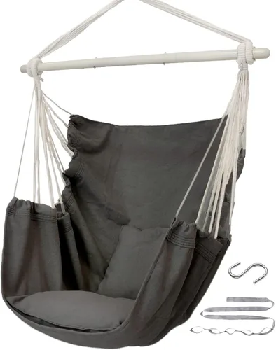 Vista 9 de ADVOKAIR - Silla tipo hamaca colgante grande, cómoda, suave y duradera, incluye 2 cojines de asiento