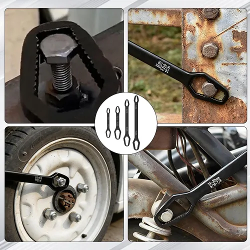 Vista 6 de Juego de llaves Torx universales de 4 piezas, kit de llaves ajustables de doble cabezal, herramienta manual profesional multifunción, llave pequeña