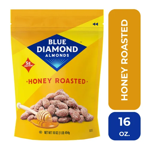 Vista 4 de Blue Diamond Almendras con miel tostada, aperitivo de almendras con miel tostada, 1 libra (Paquete de 1)