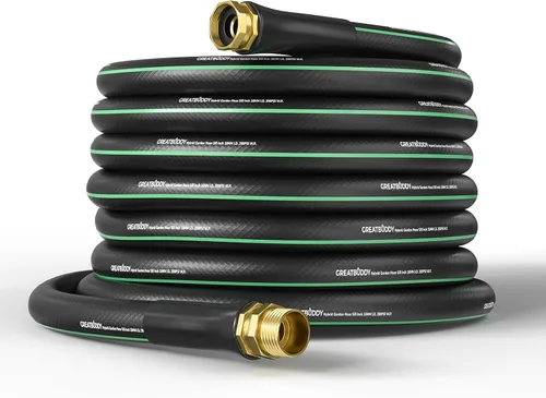 Vista 11 de GreatBuddy Manguera de jardín de 3 pies, 5/8 pulgadas, manguera híbrida resistente, flexible y ligera, explosión de 600 PSI con accesorios de latón